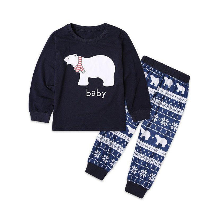 Bijpassende pyjamaset met kerstfamilie en beerprint