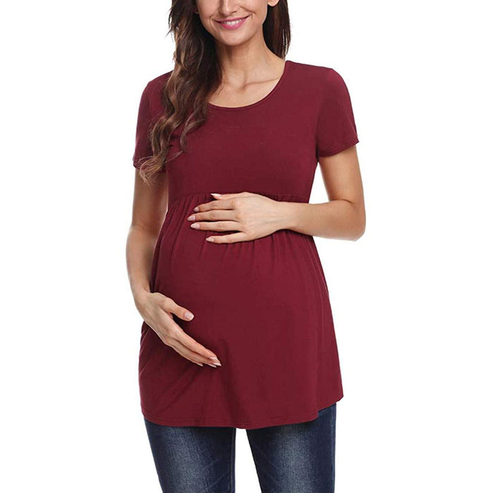 Pure color maternity short sleeve