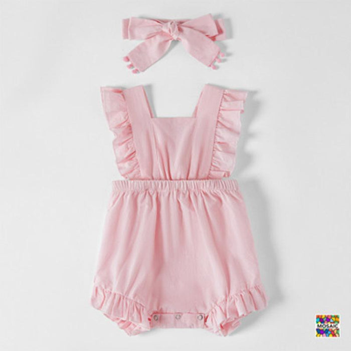 Mommy and Me Solid Ruffle Hem Bow Sling Dresses