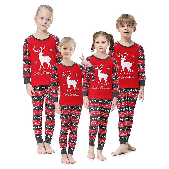 Christmas Reindeer Patterned Family Matching Pajamas Set