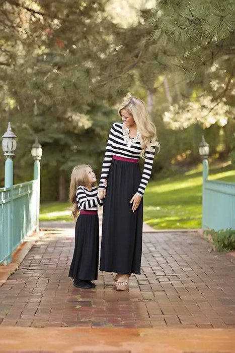 Mommy and Me Striped Long-sleeve Dresses