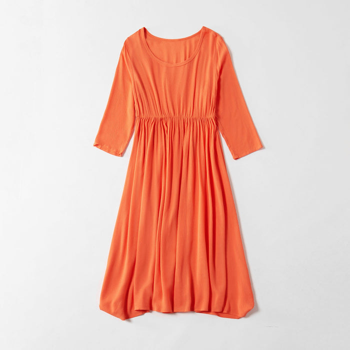 Ruffle Hem Solid Long-sleeve Dresses for Mommy and Me