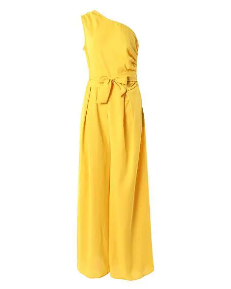 One-Shoulder Wide Leg Jumpsuit with Sleeveless Design