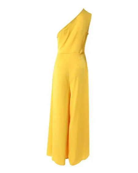 One-Shoulder Wide Leg Jumpsuit with Sleeveless Design