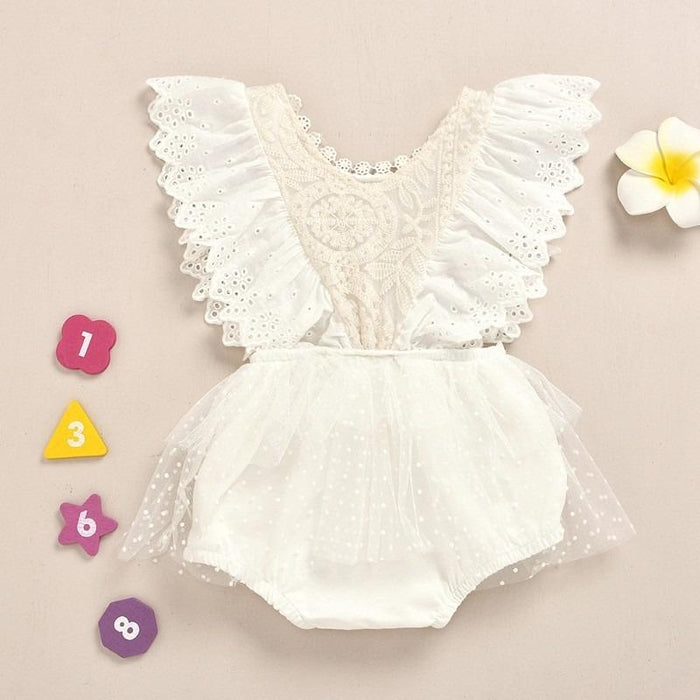 Solid Ruffle Lace Bodysuit for Baby Girl