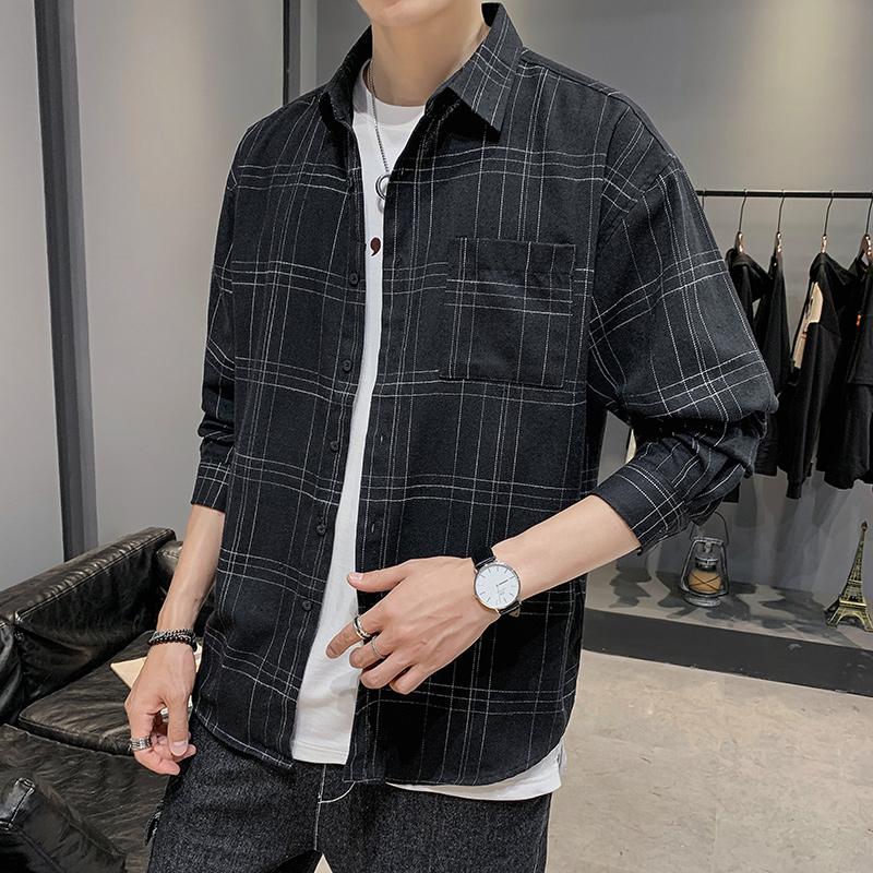 Light Plaid Button-Down Shirt