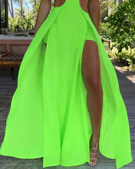 Maxi Dress with Cutouts & Thigh Slit