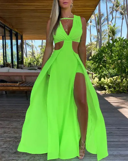 Maxi Dress with Cutouts & Thigh Slit