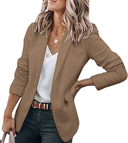 Womens Basic Colors Blazer Open Front Long Sleeve Casual Jacket