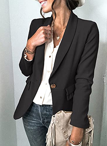 Womens Casual Pocketed Blazer Front Open Jacket With One Closure Buttons