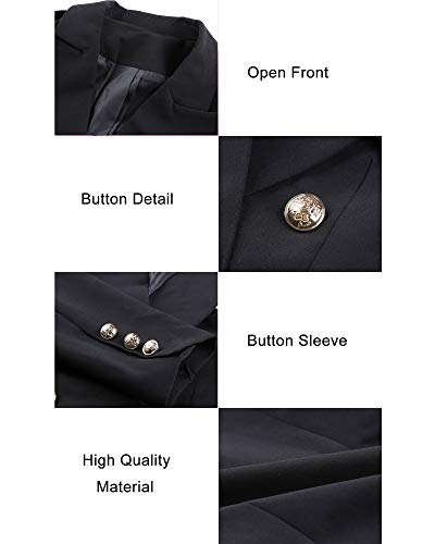 Womens Casual Pocketed Blazer Front Open Jacket With Three Vertical Closure Buttons