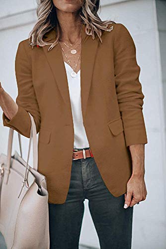 Womens Basic Colors Blazer Open Front Long Sleeve Casual Jacket