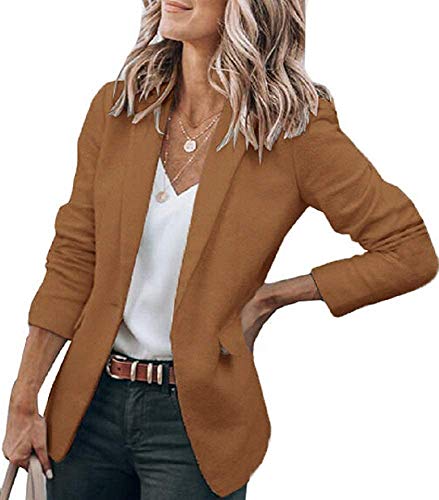 Womens Basic Colors Blazer Open Front Long Sleeve Casual Jacket