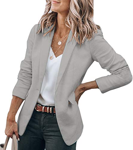 Womens Basic Colors Blazer Open Front Long Sleeve Casual Jacket