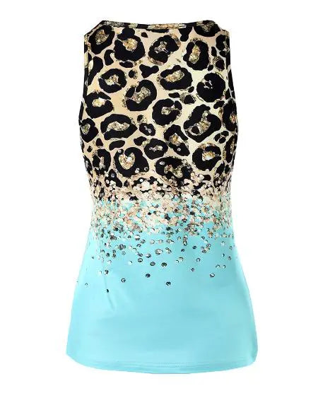 Casual tanktop met contrasterende luipaardprint 