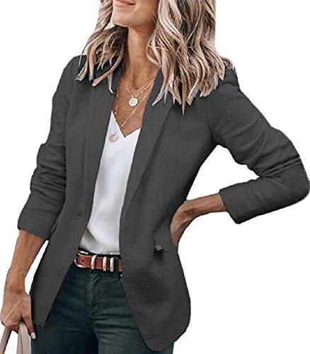 Womens Basic Colors Blazer Open Front Long Sleeve Casual Jacket