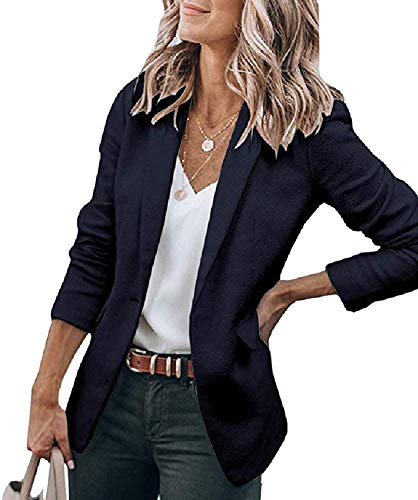 Womens Basic Colors Blazer Open Front Long Sleeve Casual Jacket