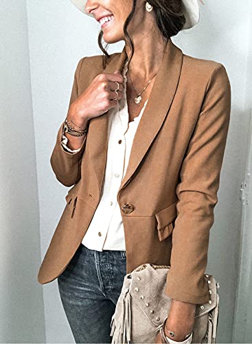 Womens Casual Pocketed Blazer Front Open Jacket With One Closure Buttons