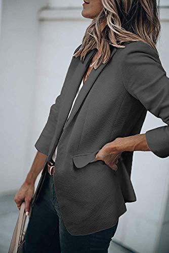 Womens Basic Colors Blazer Open Front Long Sleeve Casual Jacket