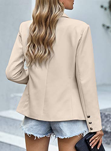 Womens Casual Pocketed Blazer Front Open Jacket With Three Vertical Closure Buttons