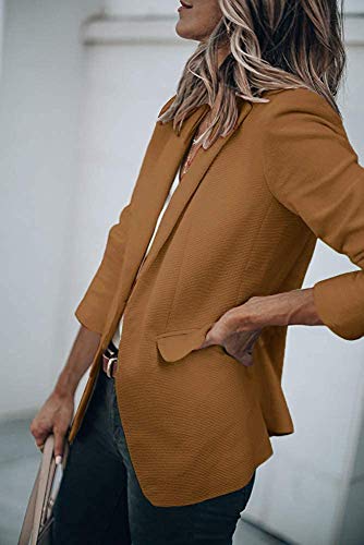 Womens Basic Colors Blazer Open Front Long Sleeve Casual Jacket
