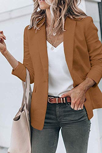 Womens Basic Colors Blazer Open Front Long Sleeve Casual Jacket