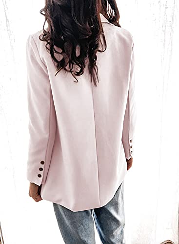 Womens Casual Pocketed Blazer Front Open Jacket With Two Vetical Closure Buttons