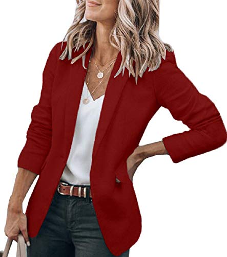 Womens Basic Colors Blazer Open Front Long Sleeve Casual Jacket