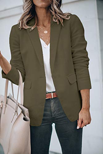 Womens Basic Colors Blazer Open Front Long Sleeve Casual Jacket