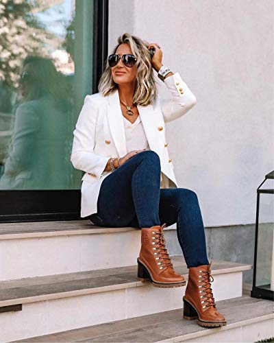 Womens Casual Pocketed Blazer Front Open Jacket With Three Vertical Closure Buttons