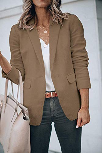 Womens Basic Colors Blazer Open Front Long Sleeve Casual Jacket