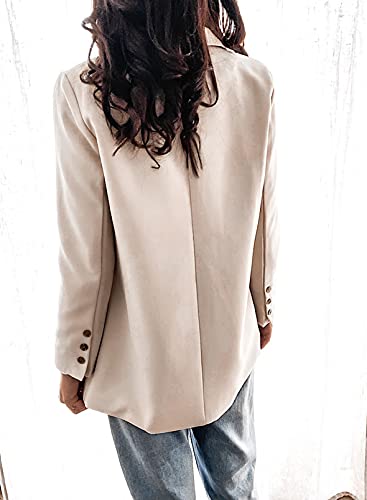 Womens Casual Pocketed Blazer Front Open Jacket With Two Vetical Closure Buttons