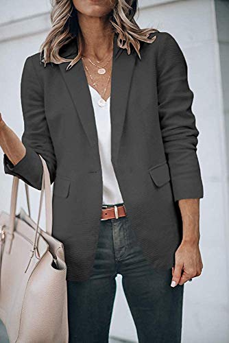 Womens Basic Colors Blazer Open Front Long Sleeve Casual Jacket