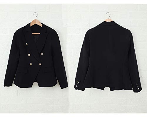 Womens Casual Pocketed Blazer Front Open Jacket With Three Vertical Closure Buttons