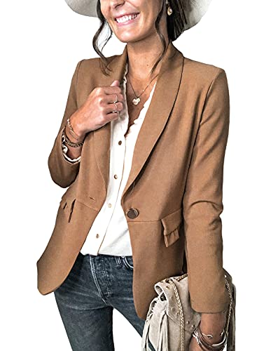 Womens Casual Pocketed Blazer Front Open Jacket With One Closure Buttons