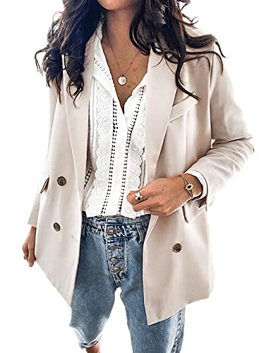 Womens Casual Pocketed Blazer Front Open Jacket With Two Vetical Closure Buttons