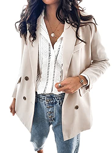 Chaqueta informal con bolsillos para mujer, chaqueta abierta en la parte delantera y dos botones de cierre vertical 