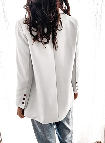 Womens Casual Pocketed Blazer Front Open Jacket With Two Vetical Closure Buttons