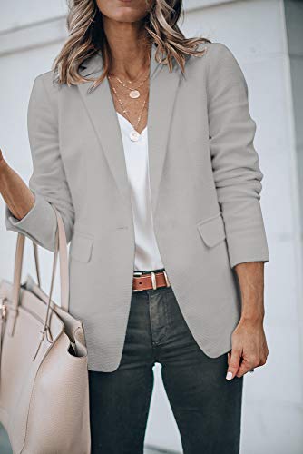 Womens Basic Colors Blazer Open Front Long Sleeve Casual Jacket