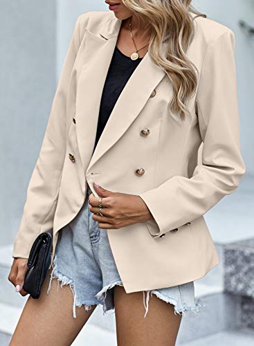 Womens Casual Pocketed Blazer Front Open Jacket With Three Vertical Closure Buttons