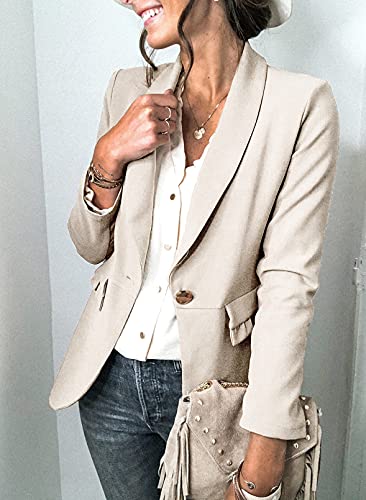 Womens Casual Pocketed Blazer Front Open Jacket With One Closure Buttons