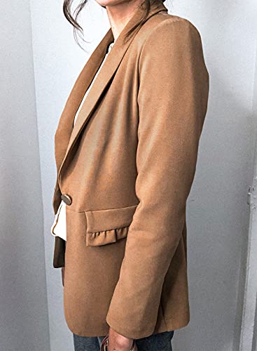 Womens Casual Pocketed Blazer Front Open Jacket With One Closure Buttons