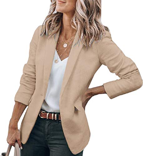 Womens Basic Colors Blazer Open Front Long Sleeve Casual Jacket