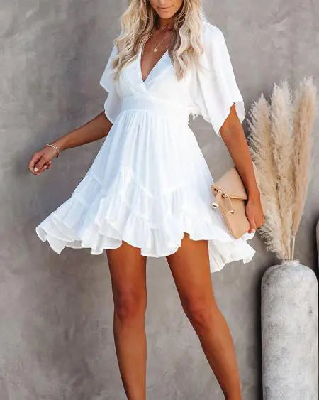 Casual kleding: ruches met V-hals en ruchesontwerp 