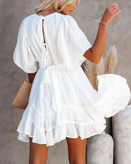 Casual kleding: ruches met V-hals en ruchesontwerp 