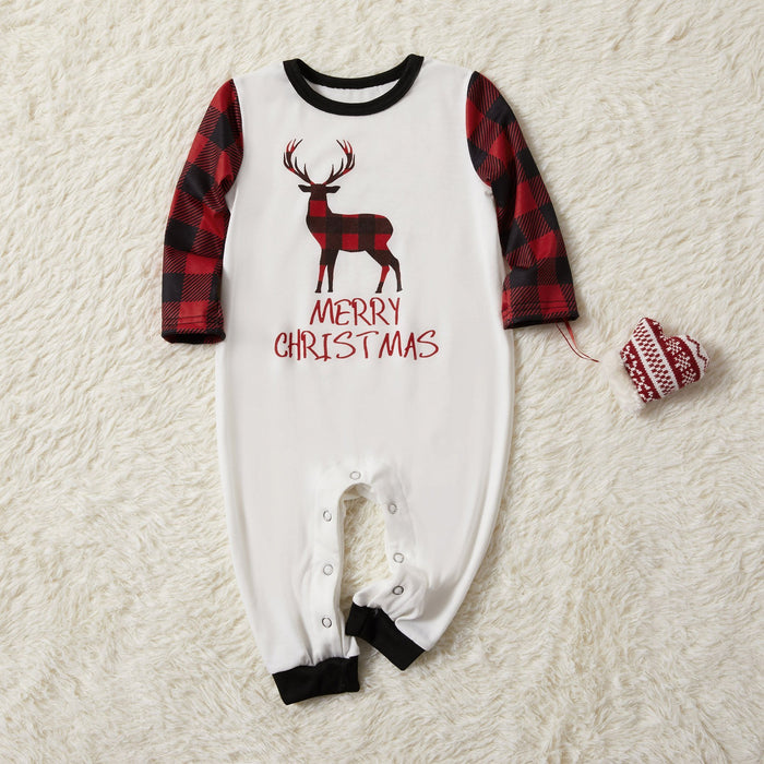Christmas Deer Printed Plaid Pajama Set for Family