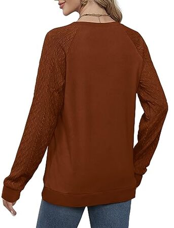 Elegant Women's Sweatshirt - Sophisticated Crewneck with Cable Knit Sleeves