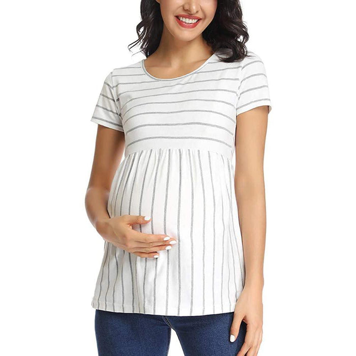 Striped maternity short sleeve