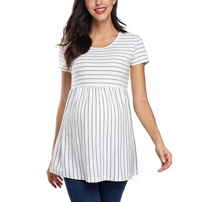 Casual Striped Short-sleeve Maternity Tee