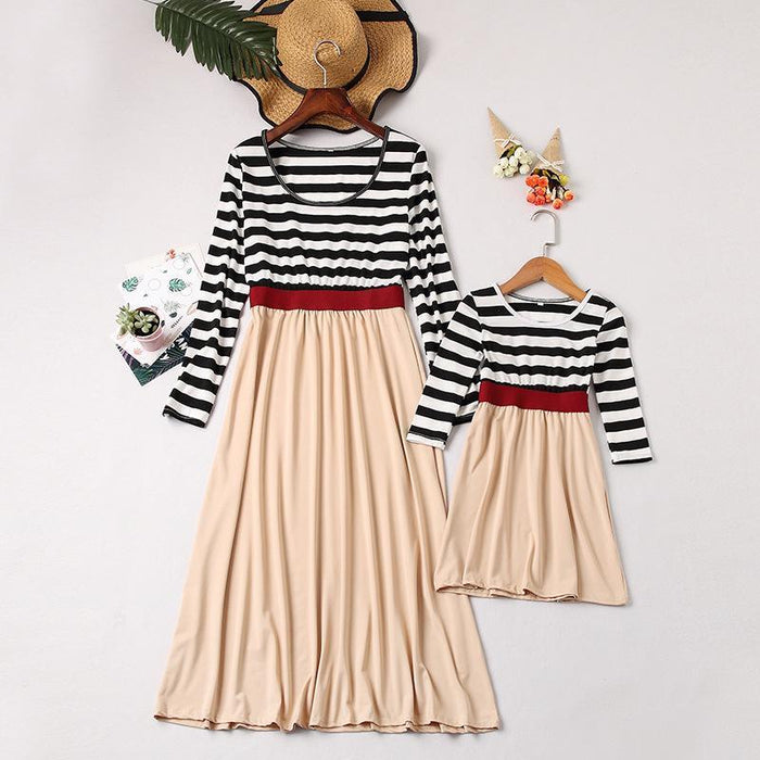 Mommy and Me Striped Long-sleeve Dresses